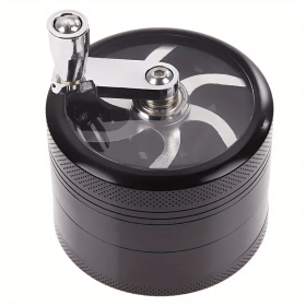 Herb Grinder Spice Herbal Metal Crusher Handle Hand Muller (Color: BLACK)